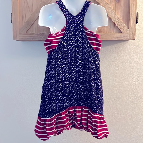 Cutest Stars & Stripes Patriotic Balloon hem Dress Ever Red White & Blu - Picture 6 of 11